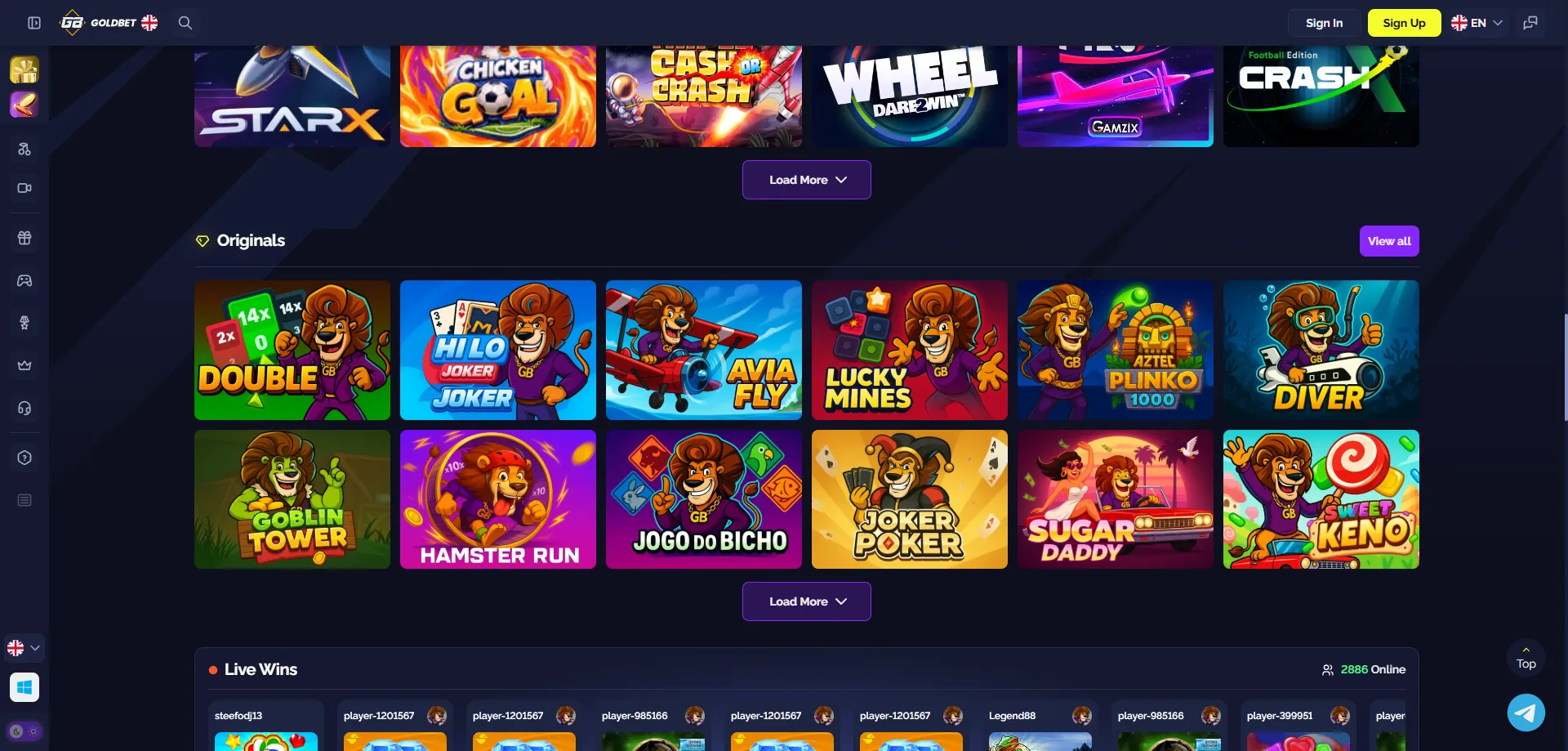 Goldbet Casino slot machines and live casino games available in Bangladesh