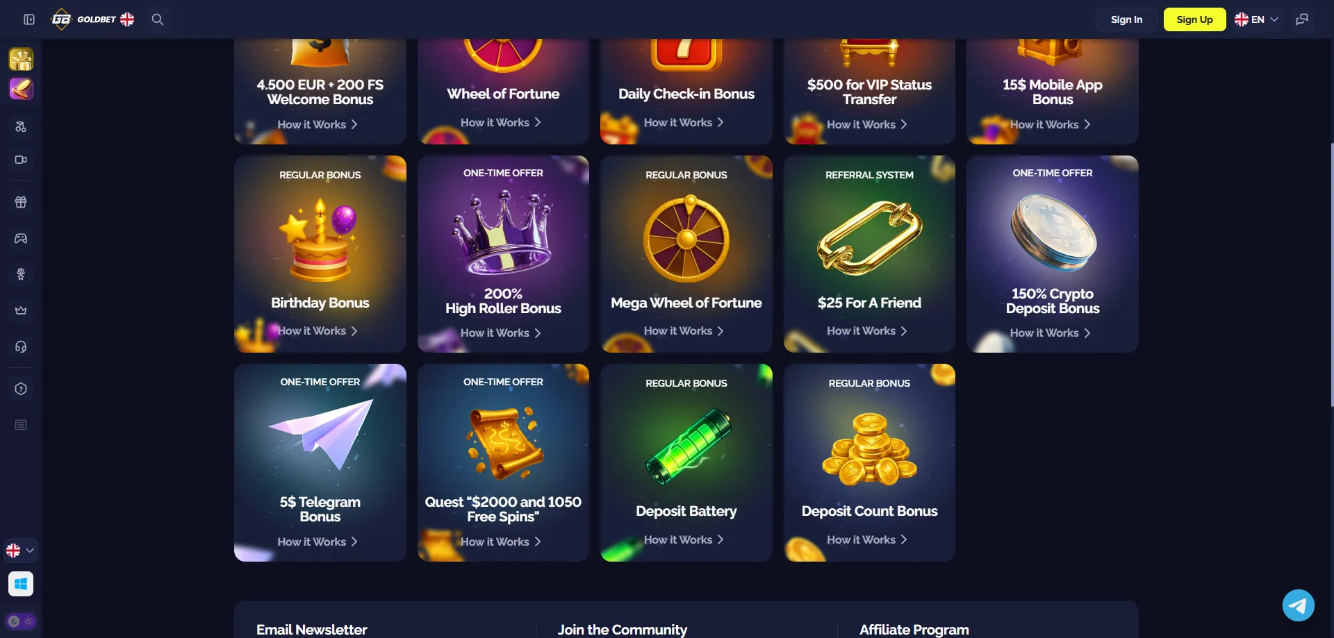Goldbet Casino 550% welcome bonus up to BDT 560000 plus 200 free spins